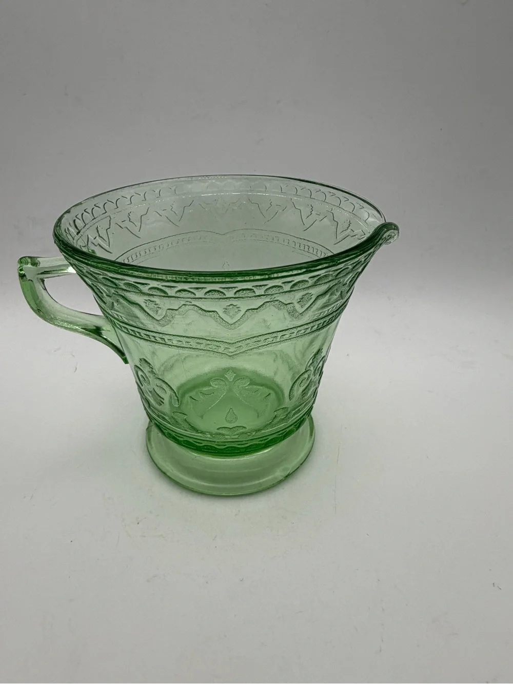 Vintage 30's Uranium Glass Federal Glass Patrician/Spoke Creamer / Sugar Bowl